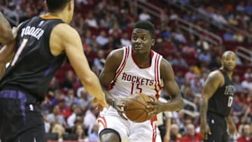 Apr 7, 2016; Houston, TX, USA; Houston Rockets forward Clint Capela (15) prepares to shoot the ball during the third quarter against the Phoenix Suns at Toyota Center. Mandatory Credit: Troy Taormina-USA TODAY Sports