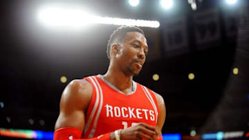 December 17, 2015; Los Angeles, CA, USA; Houston Rockets center Dwight Howard (12) during a stoppage in play against Los Angeles Lakers during the second half at Staples Center. Mandatory Credit: Gary A. Vasquez-USA TODAY Sports
