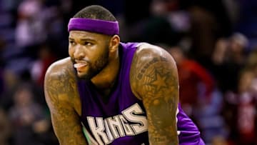 Jan 28, 2016; New Orleans, LA, USA; Sacramento Kings center DeMarcus Cousins (15) looks on during a free throw attempt by the New Orleans Pelicans during the fourth quarter at the Smoothie King Center. The Pelicans won 114-105. Mandatory Credit: Derick E. Hingle-USA TODAY Sports