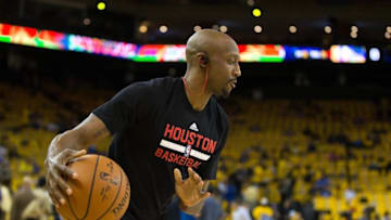 Apr 27, 2016; Oakland, CA, USA; Houston Rockets guard Jason Terry (31) warms up before game five against the Golden State Warriors of the first round of the NBA Playoffs at Oracle Arena. Mandatory Credit: Kelley L Cox-USA TODAY Sports
