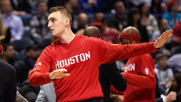 Feb 29, 2016; Milwaukee, WI, USA; Houston Rockets forward Sam Dekker (7) stretches before game against the Milwaukee Bucks but did not play at BMO Harris Bradley Center. Mandatory Credit: Benny Sieu-USA TODAY Sports