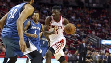 Mar 18, 2016; Houston, TX, USA; Houston Rockets forward Clint Capela (15) drives the ball to the basket during the first quarter against the Minnesota Timberwolves at Toyota Center. Mandatory Credit: Troy Taormina-USA TODAY Sports
