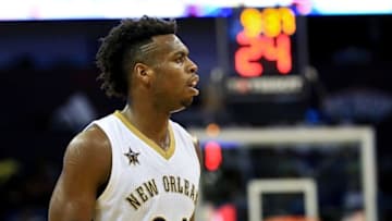 Oct 4, 2016; New Orleans, LA, USA; New Orleans Pelicans guard Buddy Hield (24) during the second half of a game against the Indiana Pacers at the Smoothie King Center. The Pacers defeated the Pelicans 113-96. Mandatory Credit: Derick E. Hingle-USA TODAY Sports