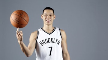 Sep 26, 2016; Brooklyn, NY, USA; Brooklyn Nets guard Jeremy Lin (7) during media day at HSS Training Center. Mandatory Credit: Nicole Sweet-USA TODAY Sports
