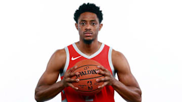 HOUSTON, TX - SEPTEMBER 24: Brandon Knight #2 of the Houston Rockets poses for a portrait during the Houston Rockets Media Day at The Post Oak Hotel at Uptown Houston on September 24, 2018 in Houston, Texas. NOTE TO USER: User expressly acknowledges and agrees that, by downloading and or using this photograph, User is consenting to the terms and conditions of the Getty Images License Agreement. (Photo by Tom Pennington/Getty Images)