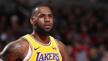 PORTLAND, OR - OCTOBER 18: LeBron James #23 of the Los Angeles Lakers dunks the ball against the Portland Trail Blazers on October 18, 2018 at the Moda Center Arena in Portland, Oregon. NOTE TO USER: User expressly acknowledges and agrees that, by downloading and or using this photograph, user is consenting to the terms and conditions of the Getty Images License Agreement. Mandatory Copyright Notice: Copyright 2018 NBAE (Photo by Sam Forencich/NBAE via Getty Images)