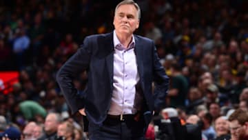 Head Coach Mike D'Antoni of the Houston Rockets looks on against the Denver Nuggets on February 1, 2019 (Photo by Bart Young/NBAE via Getty Images)