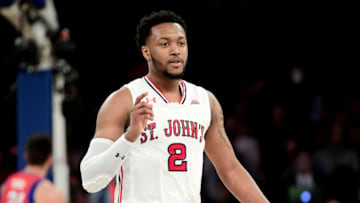 NEW YORK, NEW YORK - MARCH 13: Shamorie Ponds #2 of the St. John's Red Storm celebrates the play against the DePaul Blue Demons during the first round of the 2019 Big East men's basketball tournament at Madison Square Garden on March 13, 2019 in New York City. (Photo by Steven Ryan/Getty Images)