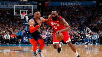 Houston Rockets James Harden Russell Westbrook (Photo by Jeff Haynes/NBAE via Getty Images)