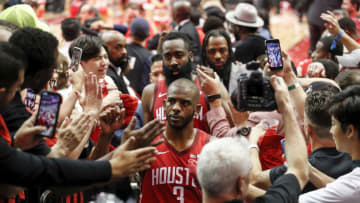 Chris Paul #3 of the Houston Rockets and James Harden #13 (Photo by Tim Warner/Getty Images)