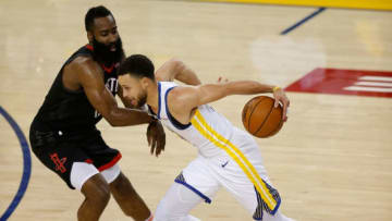 Houston Rockets James Harden Stephen Curry (Photo by Lachlan Cunningham/Getty Images)