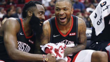 Houston Rockets James Harden P.J. Tucker (Photo by Bob Levey/Getty Images)