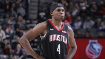 SACRAMENTO, CA - DECEMBER 23: Danuel House Jr. #4 of the Houston Rockets looks on during the game against the Sacramento Kings on December 23, 2019 at Golden 1 Center in Sacramento, California. NOTE TO USER: User expressly acknowledges and agrees that, by downloading and or using this photograph, User is consenting to the terms and conditions of the Getty Images Agreement. Mandatory Copyright Notice: Copyright 2019 NBAE (Photo by Rocky Widner/NBAE via Getty Images)