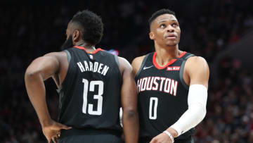 Houston Rockets James Harden Russell Westbrook (Photo by Abbie Parr/Getty Images)