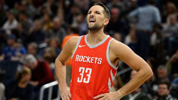 MINNEAPOLIS, MN - MARCH 18: Ryan Anderson #33 of the Houston Rockets looks on during the game against the Minnesota Timberwolves on March 18, 2018 at the Target Center in Minneapolis, Minnesota. NOTE TO USER: User expressly acknowledges and agrees that, by downloading and or using this Photograph, user is consenting to the terms and conditions of the Getty Images License Agreement. (Photo by Hannah Foslien/Getty Images)