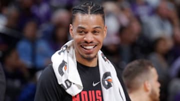 SACRAMENTO, CA - APRIL 11: Gerald Green #14 of the Houston Rockets looks on during the game against the Sacramento Kings on April 11, 2018 at Golden 1 Center in Sacramento, California. NOTE TO USER: User expressly acknowledges and agrees that, by downloading and or using this photograph, User is consenting to the terms and conditions of the Getty Images Agreement. Mandatory Copyright Notice: Copyright 2018 NBAE (Photo by Rocky Widner/NBAE via Getty Images)