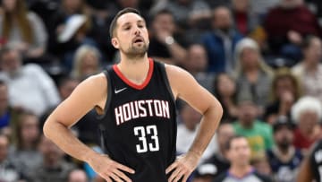 SALT LAKE CITY, UT - DECEMBER 7: Ryan Anderson #33 of the Houston Rockets looks on against the Utah Jazz during their game at Vivint Smart Home Arena on December 7, 2017 in Salt Lake City, Utah. NOTE TO USER: User expressly acknowledges and agrees that, by downloading and or using this photograph, User is consenting to the terms and conditions of the Getty Images License Agreement. (Photo by Gene Sweeney Jr./Getty Images)