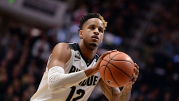 WEST LAFAYETTE, IN - FEBRUARY 25: Purdue Boilermakers forward Vincent Edwards (12) shoots a free throw during the Big Ten Conference college basketball game between the Minnesota Golden Gophers and the Purdue Boilermakers on February 25, 2018, at Mackey Arena in West Lafayette, Indiana. (Photo by Michael Allio/Icon Sportswire via Getty Images)