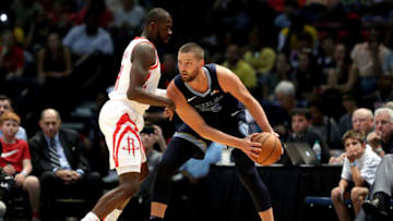 BIRMINGHAM, AL - OCTOBER 2: MChandler Parsons #25 of the Memphis Grizzlies handles the ball against the Houston Rockets during a pre-season game on October 2, 2018 at Legacy Arena at The BJCC in Birmingham, Alabama. NOTE TO USER: User expressly acknowledges and agrees that, by downloading and or using this photograph, User is consenting to the terms and conditions of the Getty Images License Agreement. Mandatory Copyright Notice: Copyright 2018 NBAE (Photo by Joe Murphy/NBAE via Getty Images)