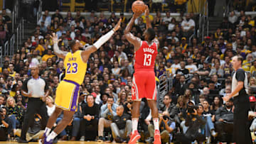 James Harden #13 of the Houston Rockets (Photo by Andrew D. Bernstein/NBAE via Getty Images)