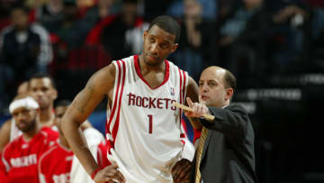 Houston Rockets RAFER ALSTON and head coach, JEFF VAN GUNDY (Photo by Robert Seale/Sporting News via Getty Images via Getty Images)