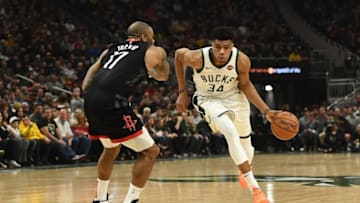 Giannis Antetokounmpo P.J. Tucker (Photo by Stacy Revere/Getty Images)