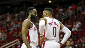 Houston Rockets Russell Westbrook James Harden (Photo by Tim Warner/Getty Images)