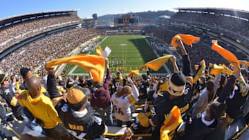 Nov 8, 2015; Pittsburgh, PA, USA; General view of Heinz Field as Pittsburgh Steelers fans wave Terrible Towels duirng the NFL game against the Oakland Raiders. Mandatory Credit: Kirby Lee-USA TODAY Sports
