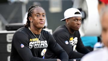 CHARLOTTE, NORTH CAROLINA - AUGUST 29: Terrell Edmunds #34 of the Pittsburgh Steelers on the sidelines during their preseason game against the Carolina Panthers at Bank of America Stadium on August 29, 2019 in Charlotte, North Carolina. (Photo by Jacob Kupferman/Getty Images)