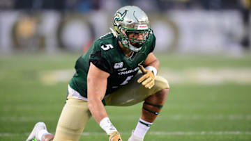 CHARLOTTE, NORTH CAROLINA - NOVEMBER 23: Alex Highsmith #5 of the Charlotte 49ers during the first half during their game against the Marshall Thundering Herd at Jerry Richardson Stadium on November 23, 2019 in Charlotte, North Carolina. (Photo by Jacob Kupferman/Getty Images)