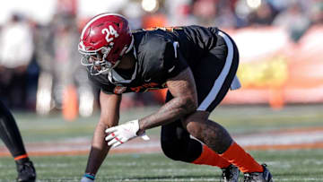 MOBILE, AL - JANUARY 25: Defensive Line Terrell Lewis #24 from Alabama of the South Team during the 2020 Resse's Senior Bowl at Ladd-Peebles Stadium on January 25, 2020 in Mobile, Alabama. The North Team defeated the South Team 34 to 17. (Photo by Don Juan Moore/Getty Images)