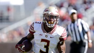 TALLAHASSEE, FL - APRIL 8: Runningback Cam Akers #3 of the Florida State Seminoles on a running play during the annual Garnet and Gold Spring Football game at Doak Campbell Stadium on Bobby Bowden Field on April 8, 2017 in Tallahassee, Florida. (Photo by Don Juan Moore/Getty Images)