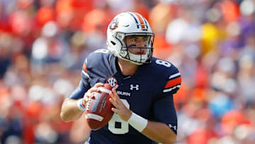 AUBURN, AL - SEPTEMBER 15: Jarrett Stidham #8 of the Auburn Tigers looks to pass against the LSU Tigers at Jordan-Hare Stadium on September 15, 2018 in Auburn, Alabama. (Photo by Kevin C. Cox/Getty Images)