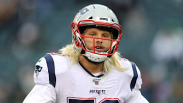 Chase Winovich #50 of the New England Patriots. (Photo by Elsa/Getty Images)