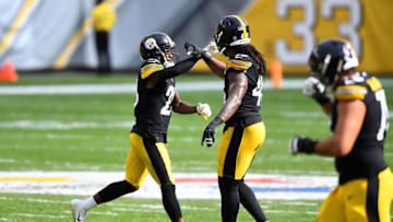 Mike Hilton #28 and Bud Dupree #48 of the Pittsburgh Steelers (Photo by Joe Sargent/Getty Images)