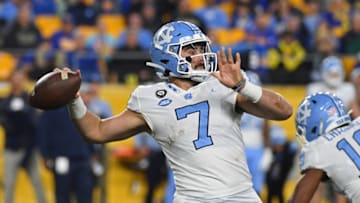 Sam Howell #7 of the North Carolina Tar Heels. (Photo by Justin Berl/Getty Images)