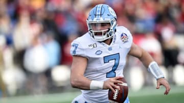 Sam Howell #7 of the North Carolina Tar Heels. (Photo by G Fiume/Getty Images)