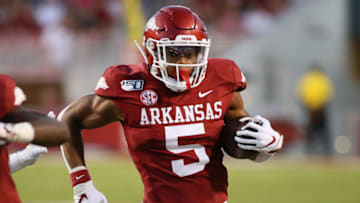 Arkansas Razorbacks running back Rakeem Boyd (5). Mandatory Credit: Nelson Chenault-USA TODAY Sports