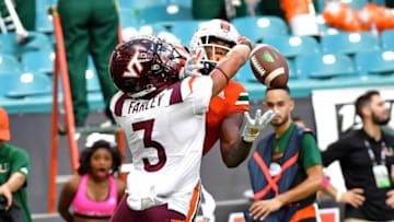 Virginia Tech Hokies defensive back Caleb Farley (3). Mandatory Credit: Steve Mitchell-USA TODAY Sports