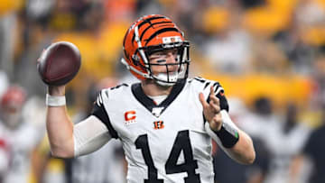 PITTSBURGH, PA - SEPTEMBER 30: Andy Dalton #14 of the Cincinnati Bengals looks to pass during the second quarter against the Pittsburgh Steelers at Heinz Field on September 30, 2019 in Pittsburgh, Pennsylvania. (Photo by Joe Sargent/Getty Images)