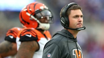 BALTIMORE, MD - OCTOBER 13: Head coach Zac Taylor of the Cincinnati Bengals looks on against the Baltimore Ravens during the second half at M&T Bank Stadium on October 13, 2019 in Baltimore, Maryland. (Photo by Dan Kubus/Getty Images)