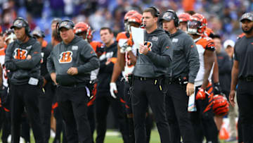 BALTIMORE, MD - OCTOBER 13: Head coach Zac Taylor of the Cincinnati Bengals looks on against the Baltimore Ravens during the second half at M&T Bank Stadium on October 13, 2019 in Baltimore, Maryland. (Photo by Dan Kubus/Getty Images)