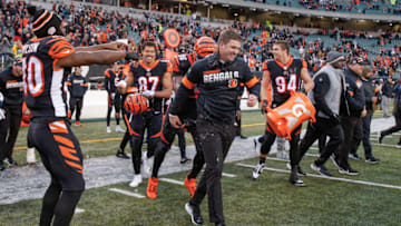 CINCINNATI, OH - DECEMBER 01: Head coach Zac Taylor of the Cincinnati Bengals is seen following the game in which the Bengals picked up their first win over the New York Jets at Paul Brown Stadium on December 1, 2019 in Cincinnati, Ohio. (Photo by Michael Hickey/Getty Images)