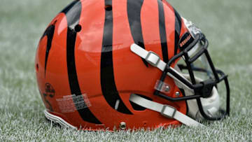 CHARLOTTE, NC - SEPTEMBER 23: Detail photo of a Cincinnati Bengals helmet during their game against the Carolina Panthers at Bank of America Stadium on September 23, 2018 in Charlotte, North Carolina. (Photo by Grant Halverson/Getty Images)