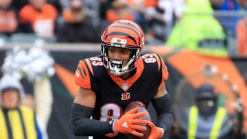 CINCINNATI, OH - DECEMBER 16: Tyler Boyd #83 of the Cincinnati Bengals runs with the ball against the Oakland Raiders at Paul Brown Stadium on December 16, 2018 in Cincinnati, Ohio. (Photo by Andy Lyons/Getty Images)