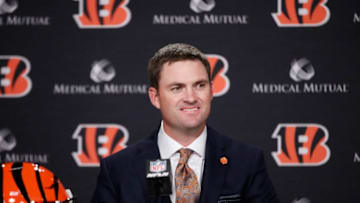 CINCINNATI, OH - FEBRUARY 05: Zac Taylor speaks to the media after being introduced as the new head coach for the Cincinnati Bengals at Paul Brown Stadium on February 5, 2019 in Cincinnati, Ohio. (Photo by Joe Robbins/Getty Images)