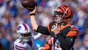 ORCHARD PARK, NY - SEPTEMBER 22: Andy Dalton #14 of the Cincinnati Bengals passes the ball during the second quarter against the Buffalo Bills at New Era Field on September 22, 2019 in Orchard Park, New York. (Photo by Brett Carlsen/Getty Images)