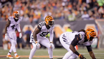 CINCINNATI, OH - SEPTEMBER 29: Vontaze Burfict #55 of the Cincinnati Bengals lines up for a play during the second quarter of the game against the Miami Dolphins at Paul Brown Stadium on September 29, 2016 in Cincinnati, Ohio. (Photo by Andy Lyons/Getty Images)