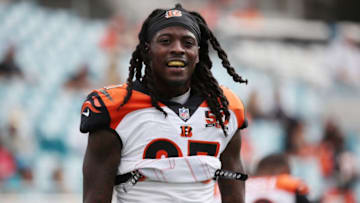 JACKSONVILLE, FL - NOVEMBER 05: Dre Kirkpatrick #27 of the Cincinnati Bengals works out on the field prior to the start of their game against the Jacksonville Jaguars at EverBank Field on November 5, 2017 in Jacksonville, Florida. (Photo by Logan Bowles/Getty Images)