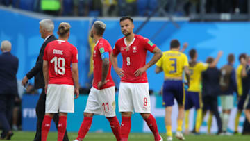 SAINT PETERSBURG, RUSSIA - JULY 03: Haris Seferovic of Switzerland shows his dejection following the 2018 FIFA World Cup Russia Round of 16 match between Sweden and Switzerland at Saint Petersburg Stadium on July 3, 2018 in Saint Petersburg, Russia. (Photo by Alexander Hassenstein/Getty Images)
